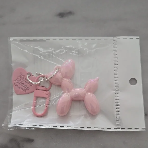 Pink Iridescent Balloon Dog Keychain - Picture 1 of 3